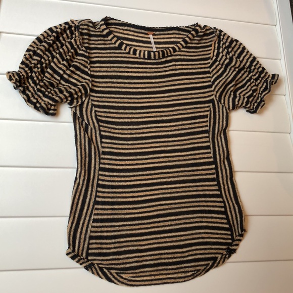 Free people striped short sleeve top with puffed sleeves - Picture 3 of 9
